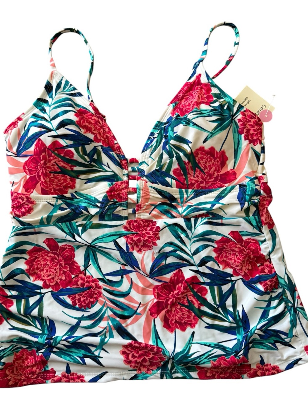George Womens Swim Top Sz L Tropical Floral Tankini NWT Beach Summer